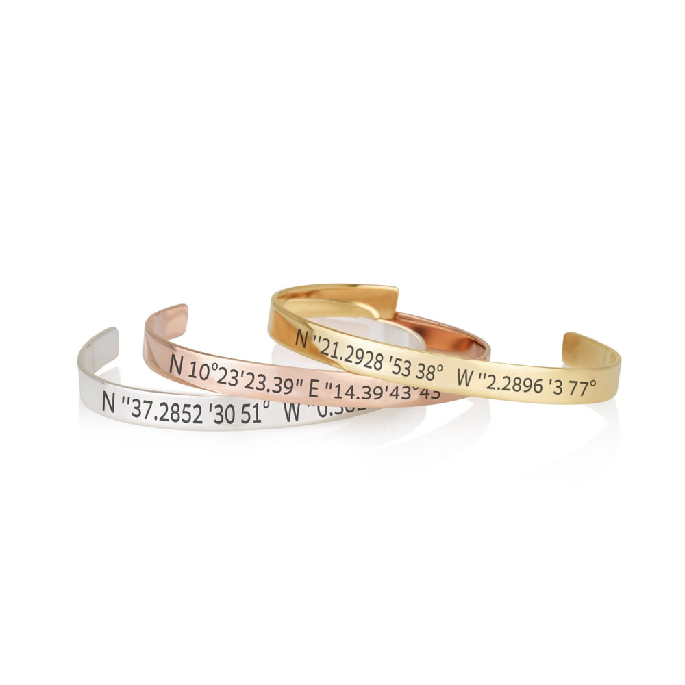Custom Coordinates Cuff Bracelet