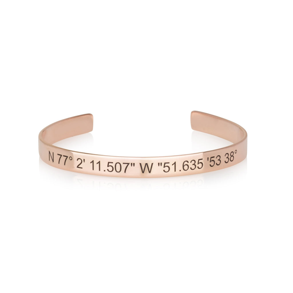 Custom Coordinates Cuff Bracelet - Beleco Jewelry