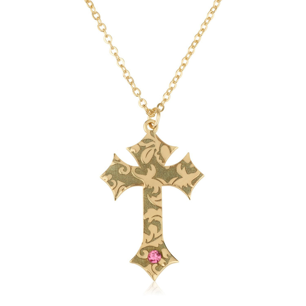Custom Cross Necklace With Birthstone