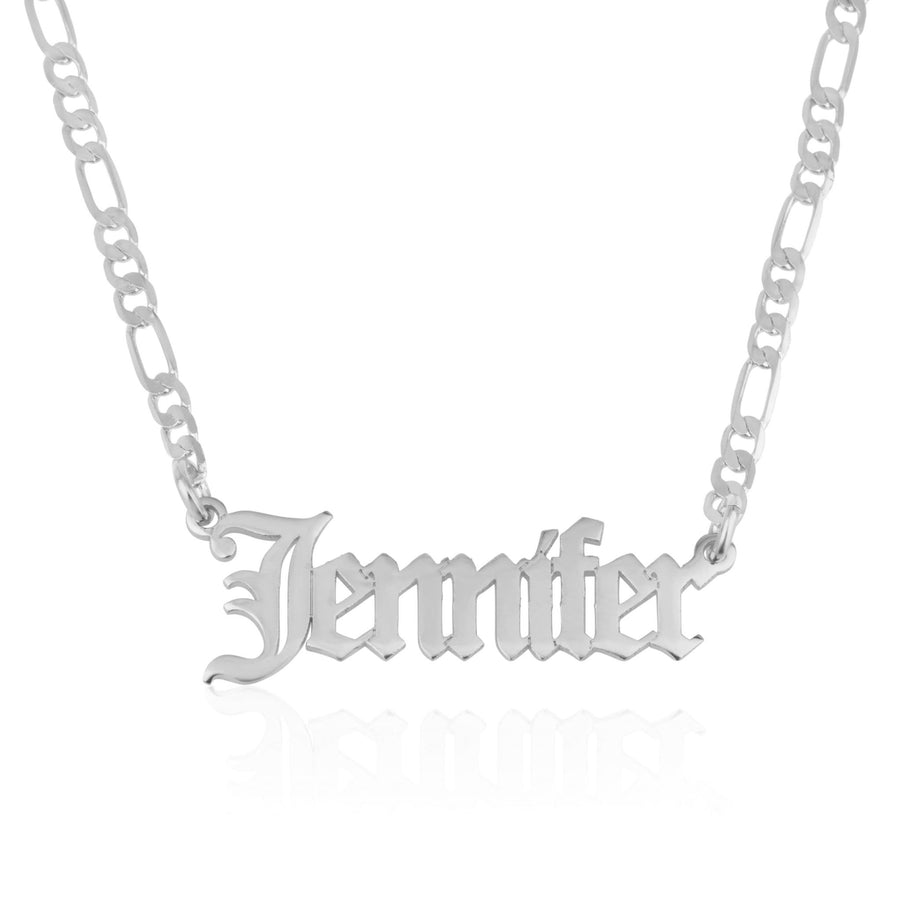 Custom Gothic Name Necklace With Figaro Chain