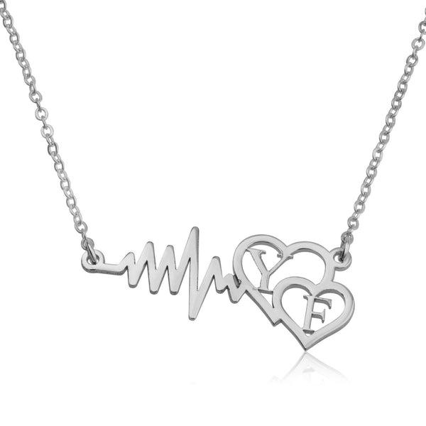 Custom Initials Necklace With Hearts