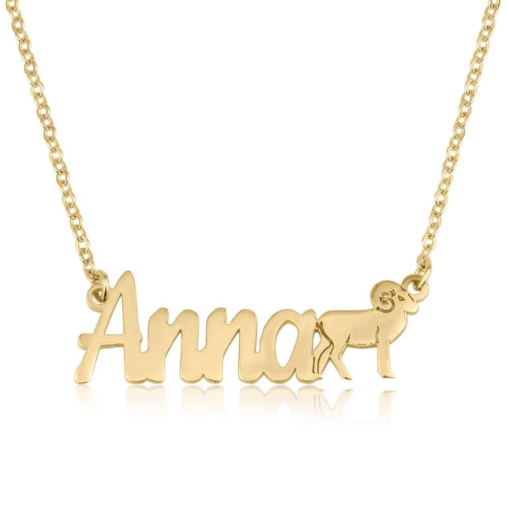 Custom Name Necklace With Aries Zodiac Sign