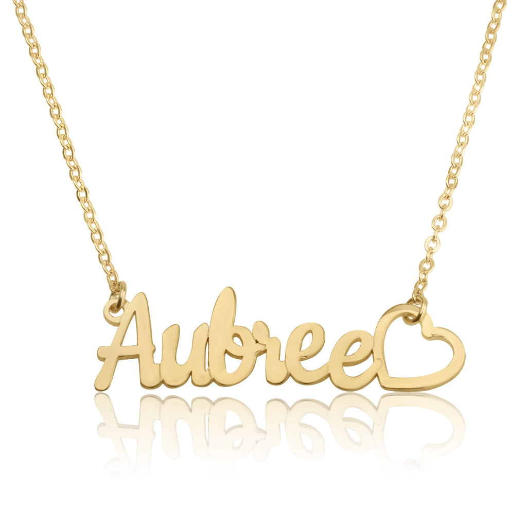 Custom Name Necklace With Heart - Beleco Jewelry