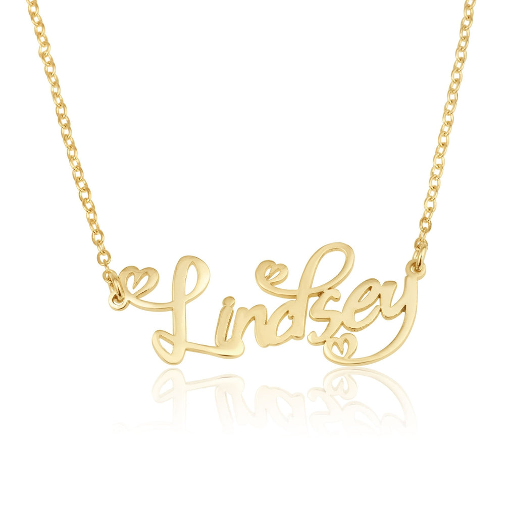 Custom Name Necklace With Hearts