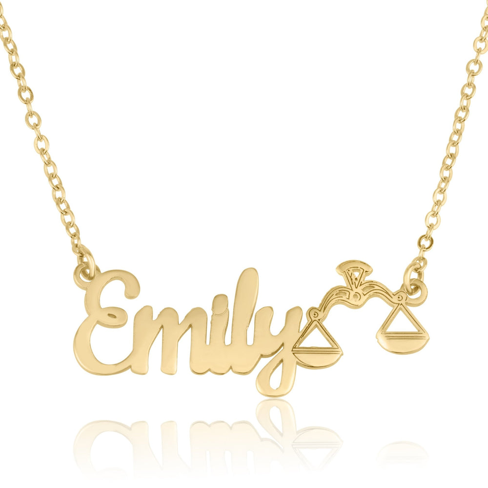 Custom Name Necklace With Libra Zodiac Sign