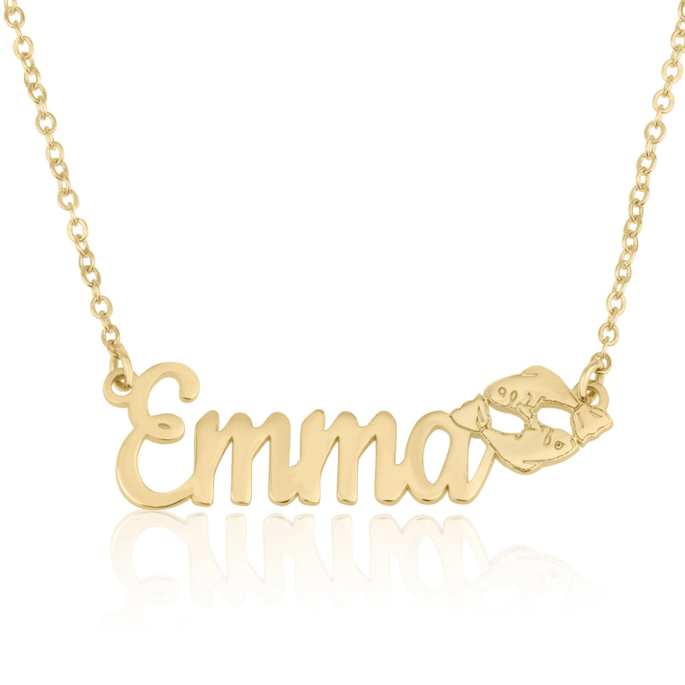 Custom Name Necklace With Pisces Zodiac Sign