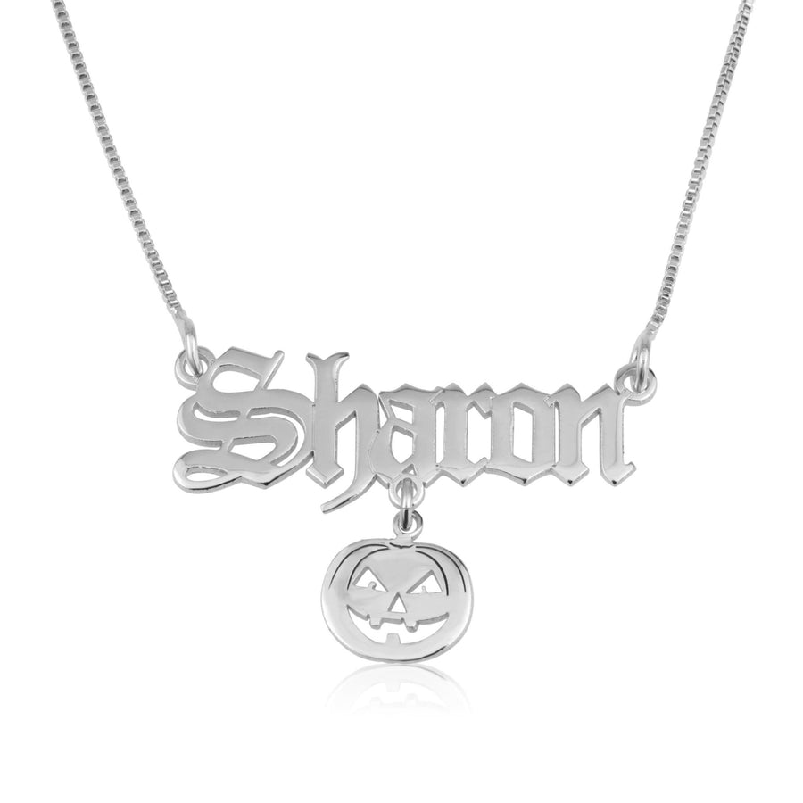 Custom Name Necklace With Pumpkin