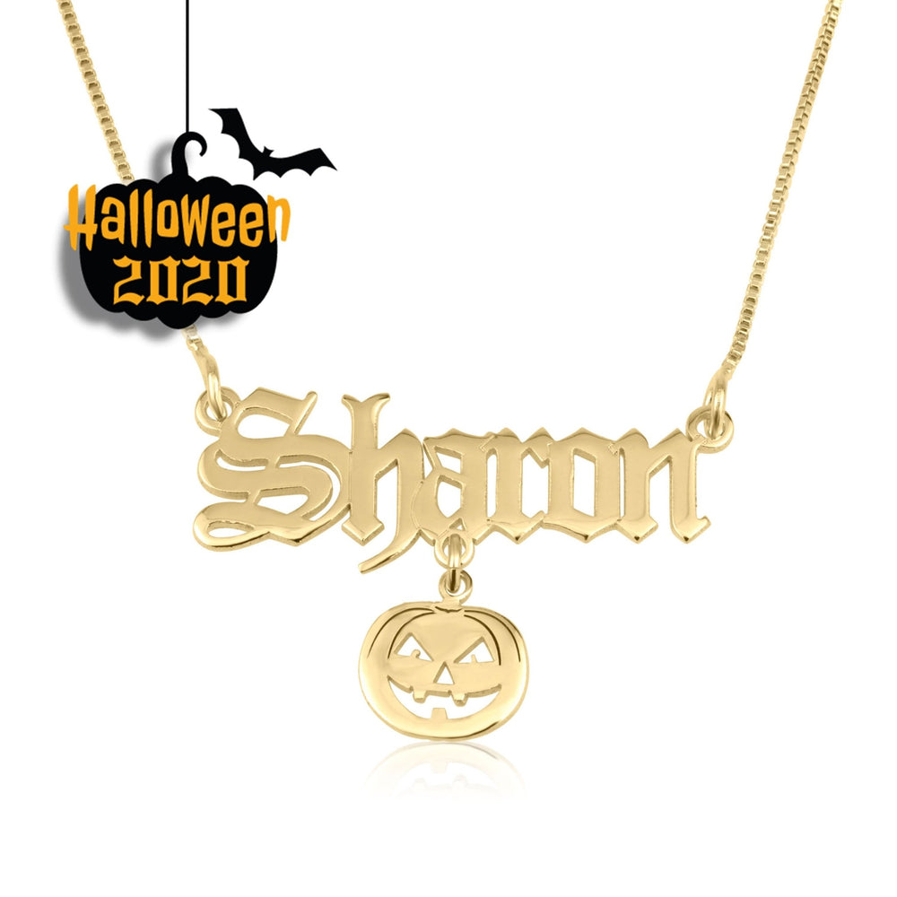 Custom Name Necklace With Pumpkin