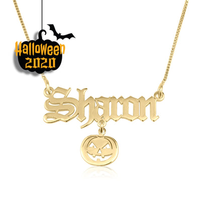 Custom Name Necklace With Pumpkin