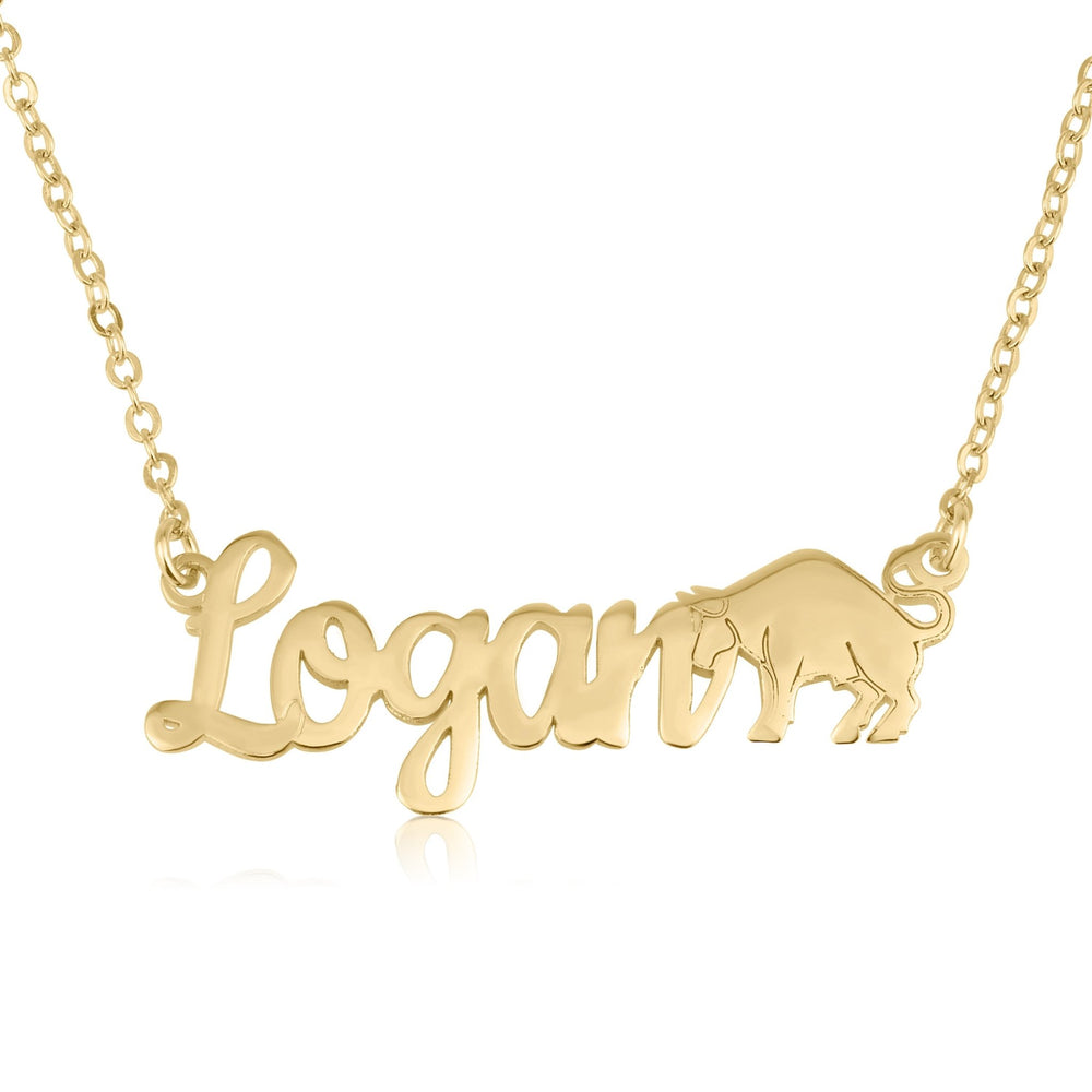 Custom Name Necklace With Taurus Zodiac Sign