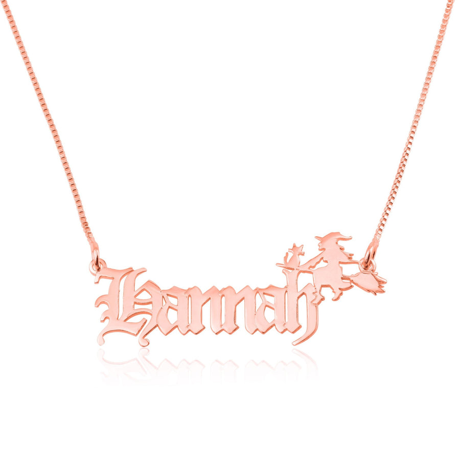 Custom Name Necklace With Witch