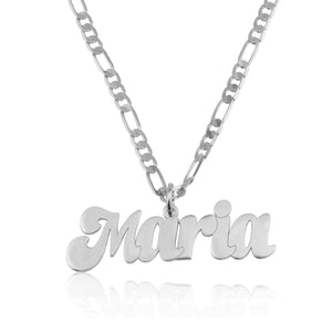 Custom Name Plate Necklace With Figaro Chain - Beleco Jewelry