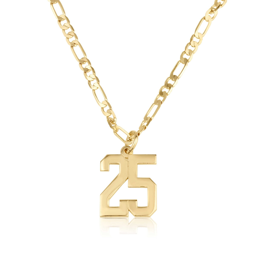Custom Sports Number Necklace With Figaro Chain