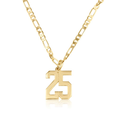 Custom Sports Number Necklace With Figaro Chain