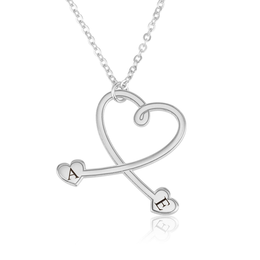 Custom Stethoscope Initial Necklace with Hearts
