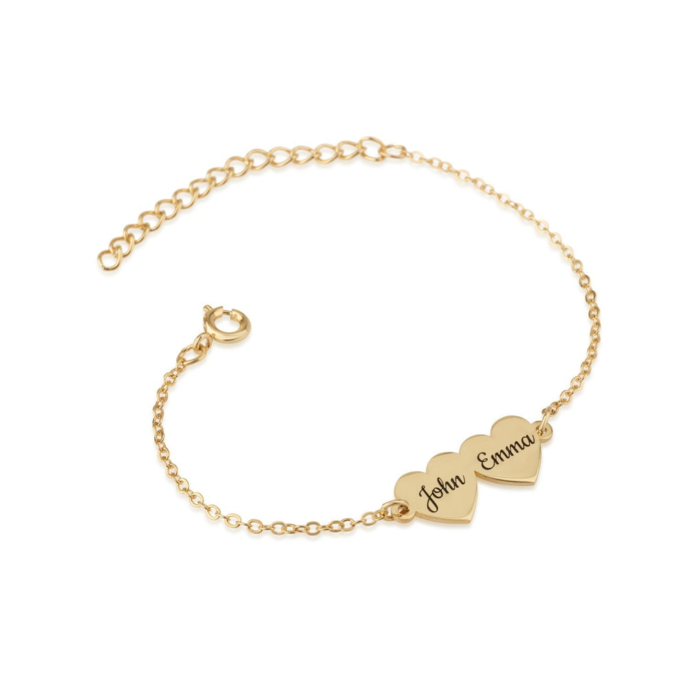 Custom Two Hearts Name Bracelet
