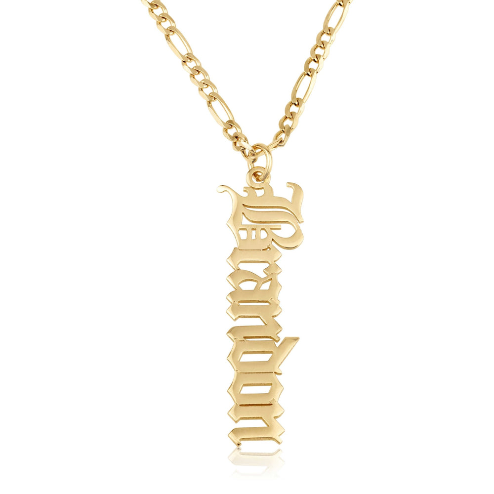 Custom Vertical Name Necklace With Figaro Chain