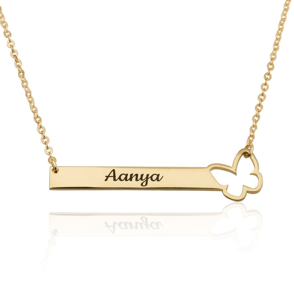 Customize Bar Necklace With Butterfly