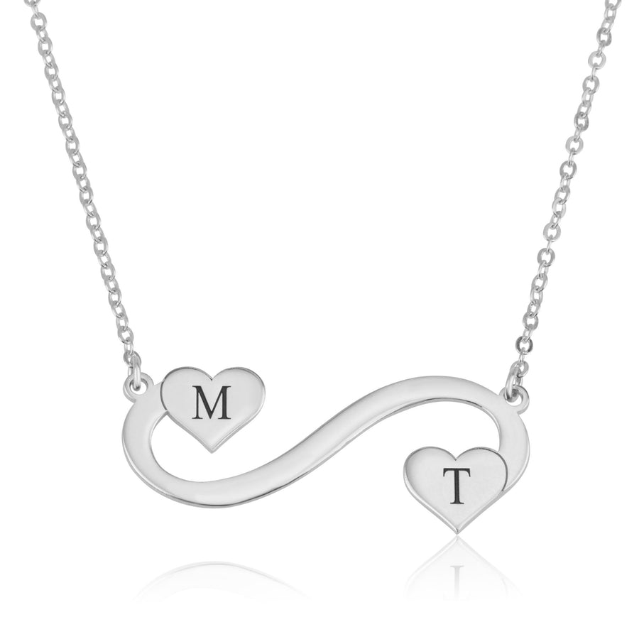 Customize Infinity Initial Necklace with hearts