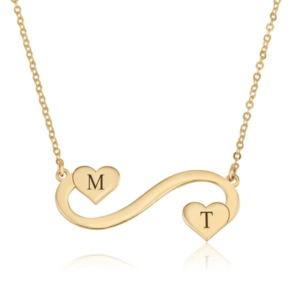 Customize Infinity Initial Necklace with hearts