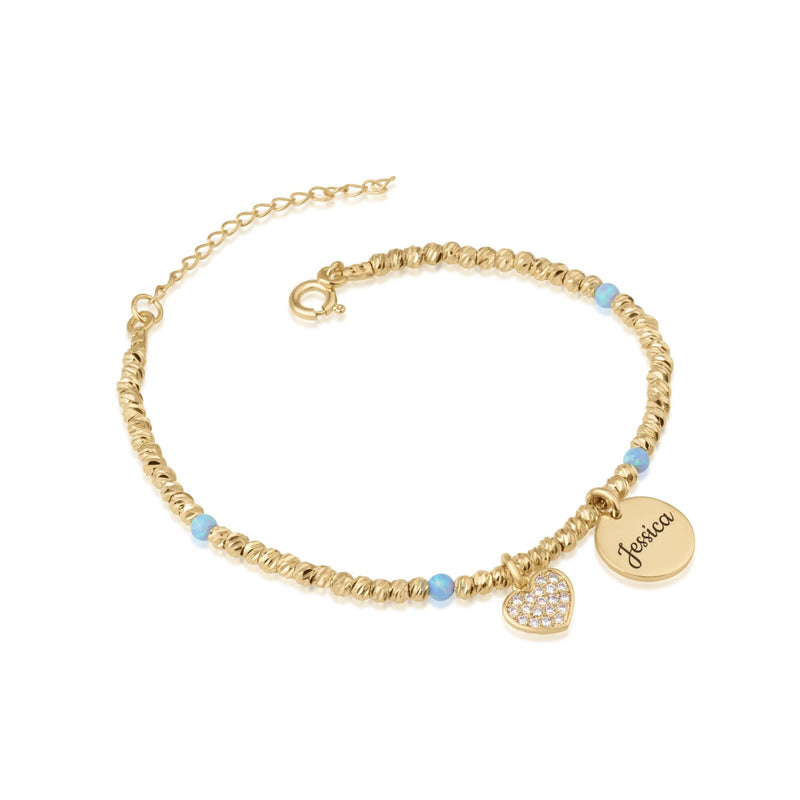 Customize Laser Beads Bracelet With Opal Stones - Beleco Jewelry