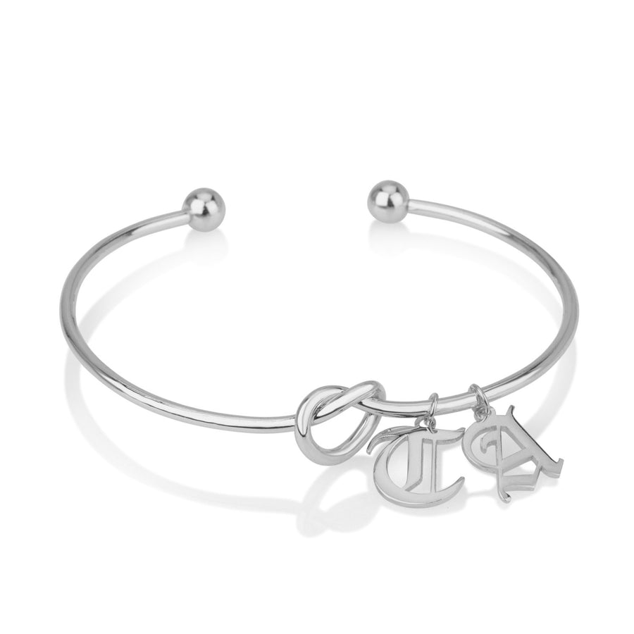 Customize Old English Font Initial Charm Bangle