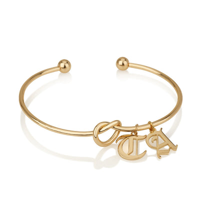 Customize Old English Font Initial Charm Bangle
