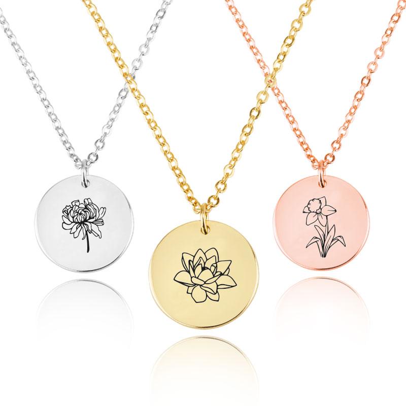 Customized Birth Month Flower Necklace - Beleco Jewelry