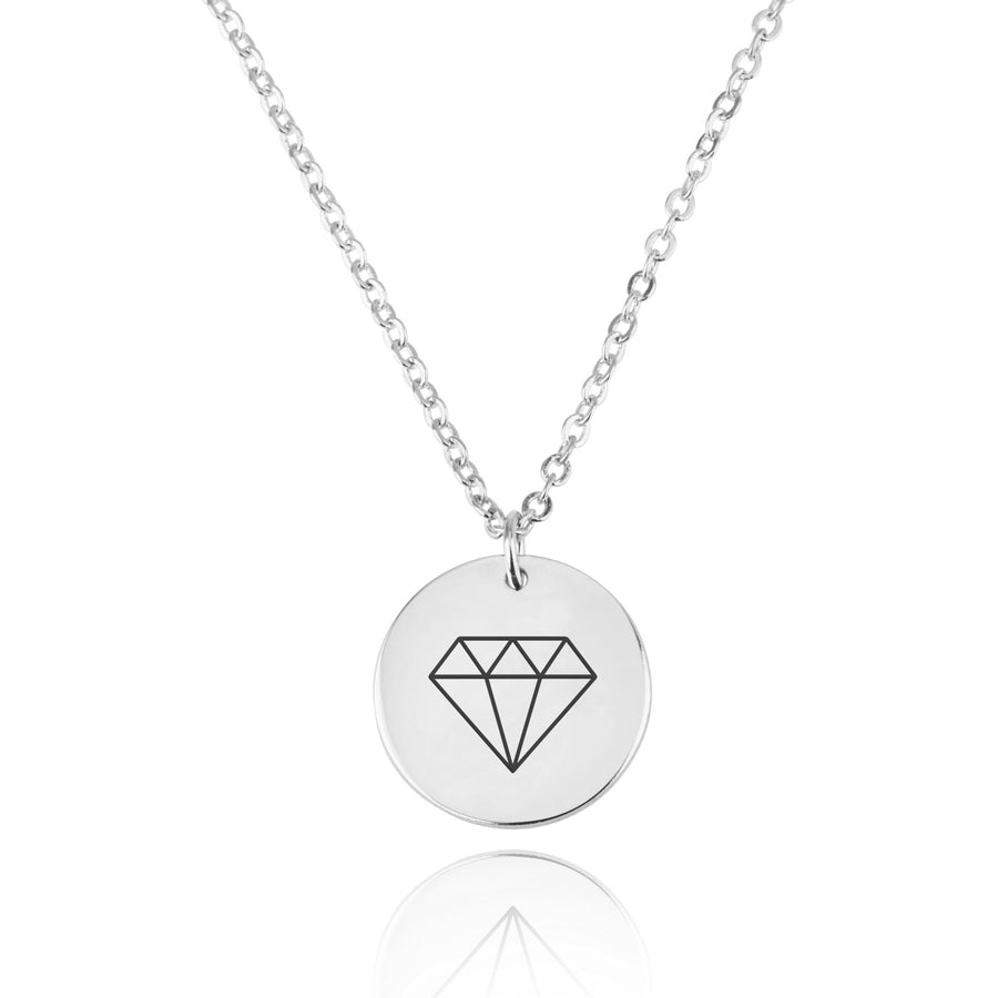 Diamond Engraving Disc Necklace