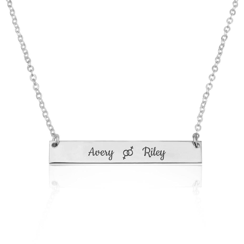 Gay Bar Necklace With Engraved Names - Beleco Jewelry