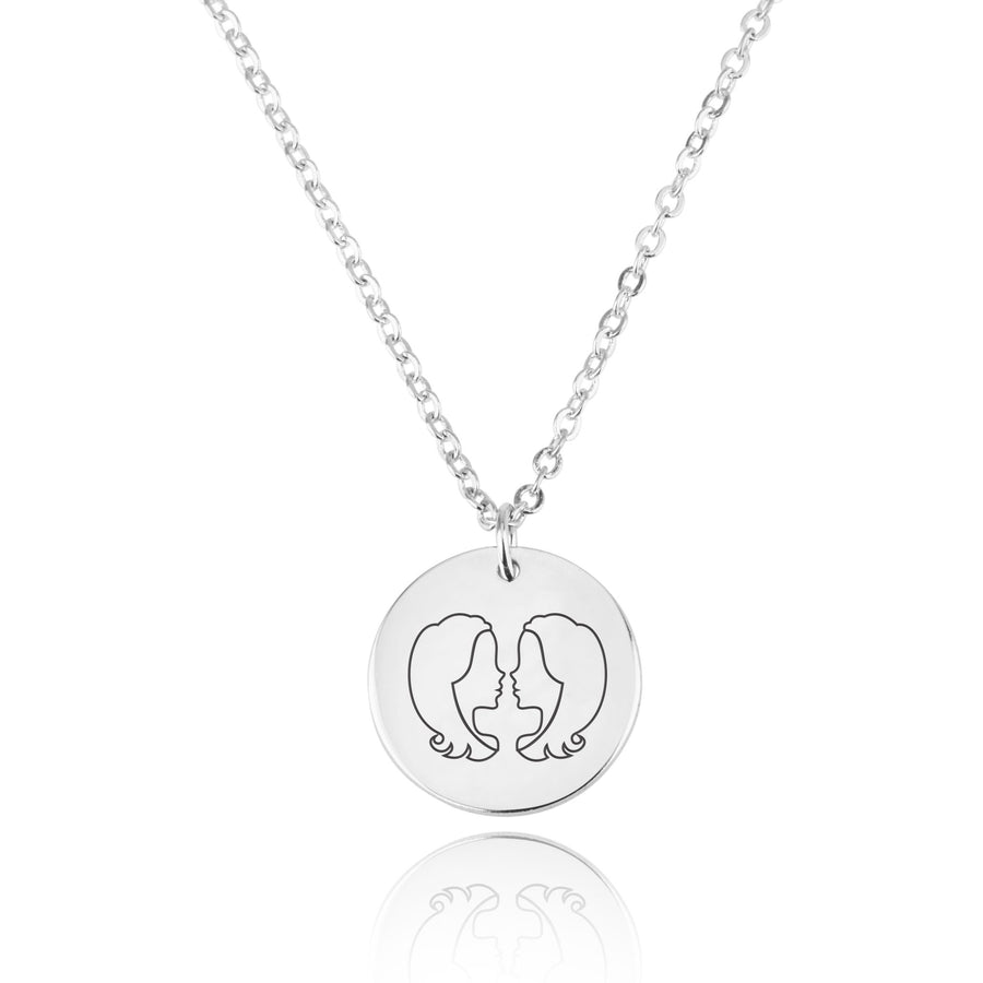 Gemini Zodiac Disk Necklace