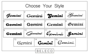 Gemini Zodiac Engraved Cuff Bracelet - Beleco Jewelry