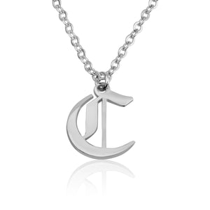 Gothic Font Initial Necklace - Beleco Jewelry