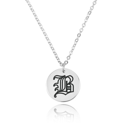 Gothic Initial Disc Necklace