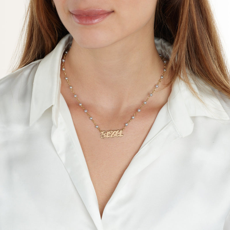 Gujarati Pearl Name Necklace - Beleco Jewelry