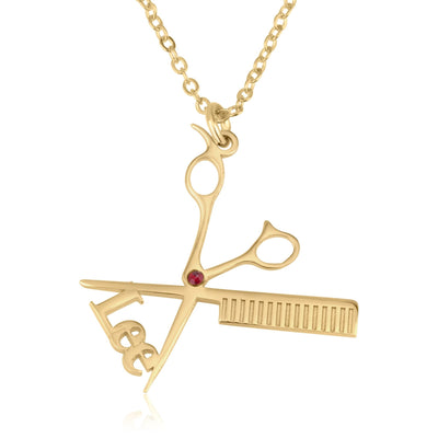 Hairdresser Scissor Necklace With Name And Birthstone