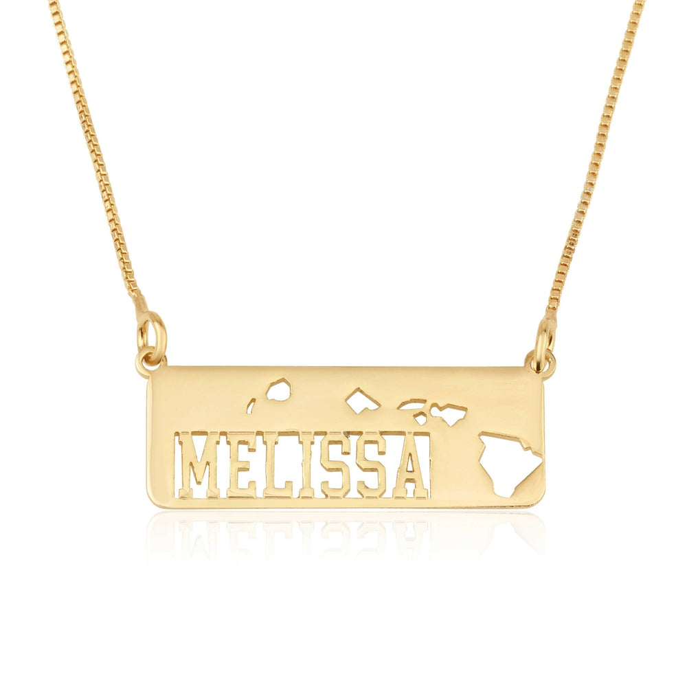 Hawaii Map Necklace With Name