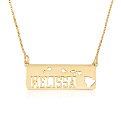 Hawaii Map Necklace With Name