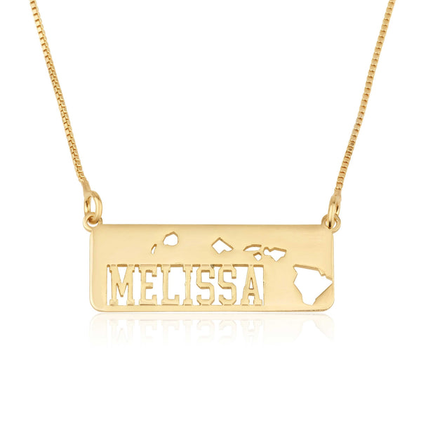 Hawaii Map Necklace With Name
