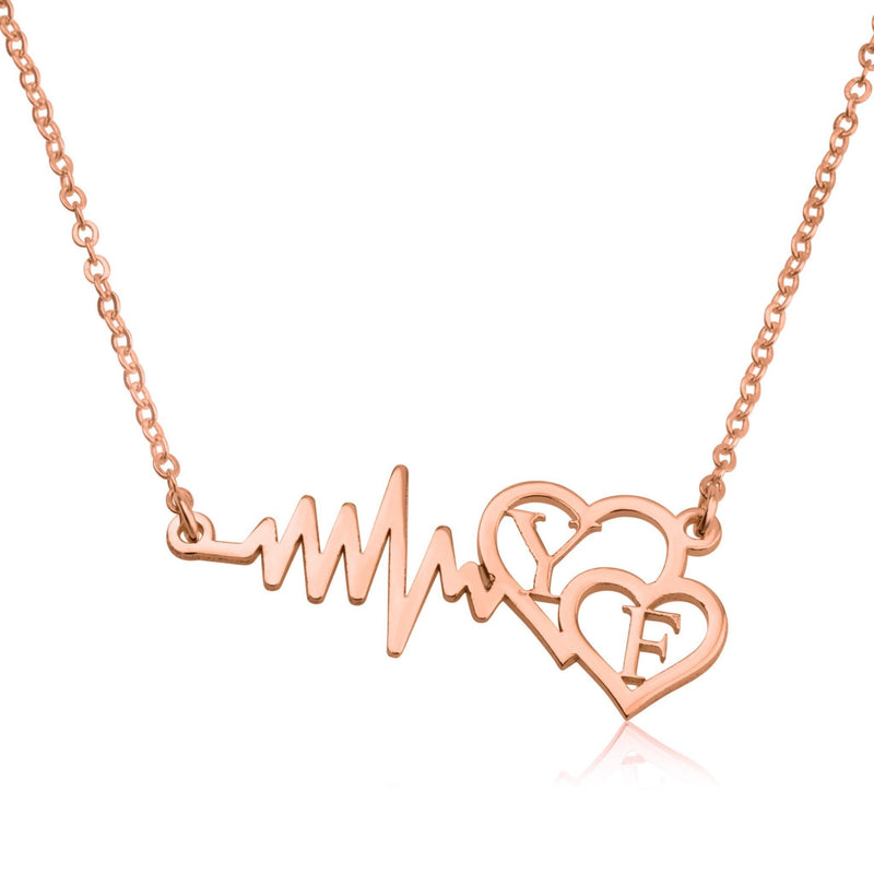 Heartbeats Necklace With Initials - Beleco Jewelry