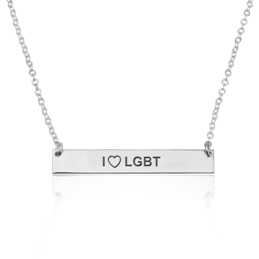 I LOVE LGBT Bar Necklace