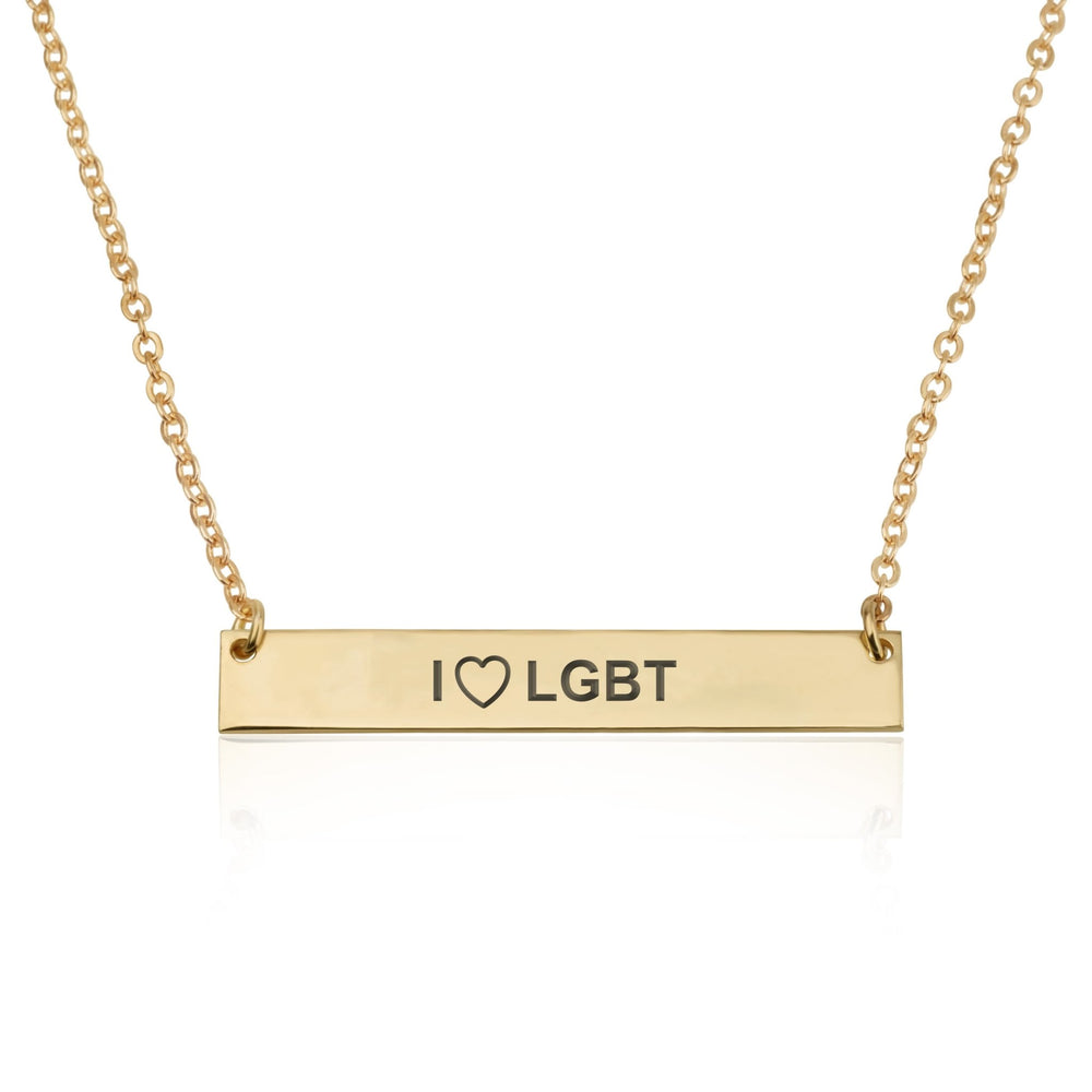 I LOVE LGBT Bar Necklace