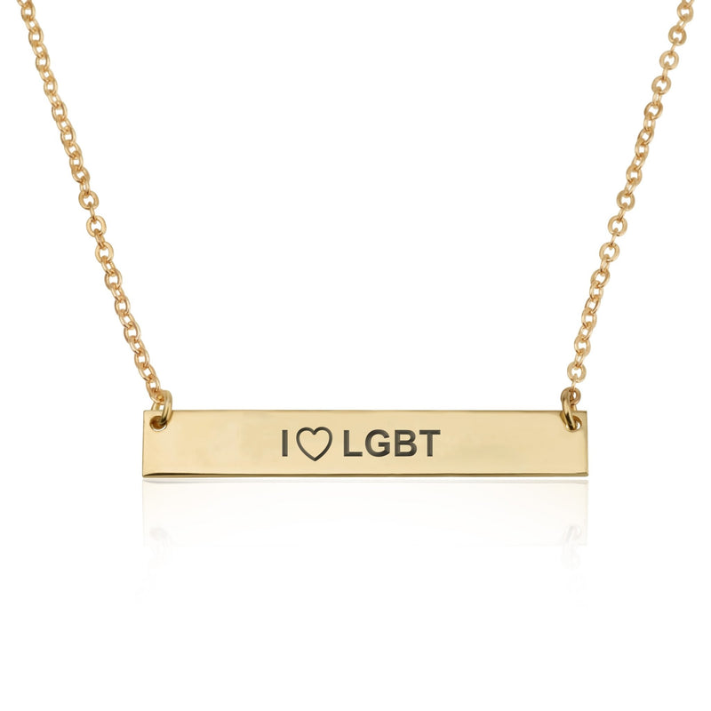I LOVE LGBT Bar Necklace - Beleco Jewelry