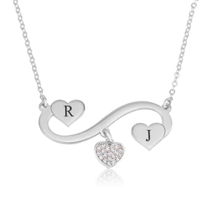 Infinity Initial Necklace with Dangle Zirkon Heart - Beleco Jewelry