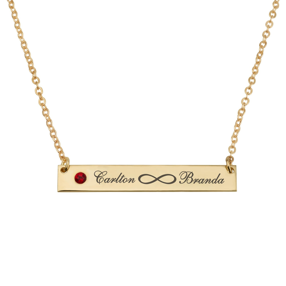 Infinity Names Bar Necklace With Birthstone