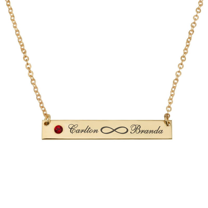 Infinity Names Bar Necklace With Birthstone - Beleco Jewelry