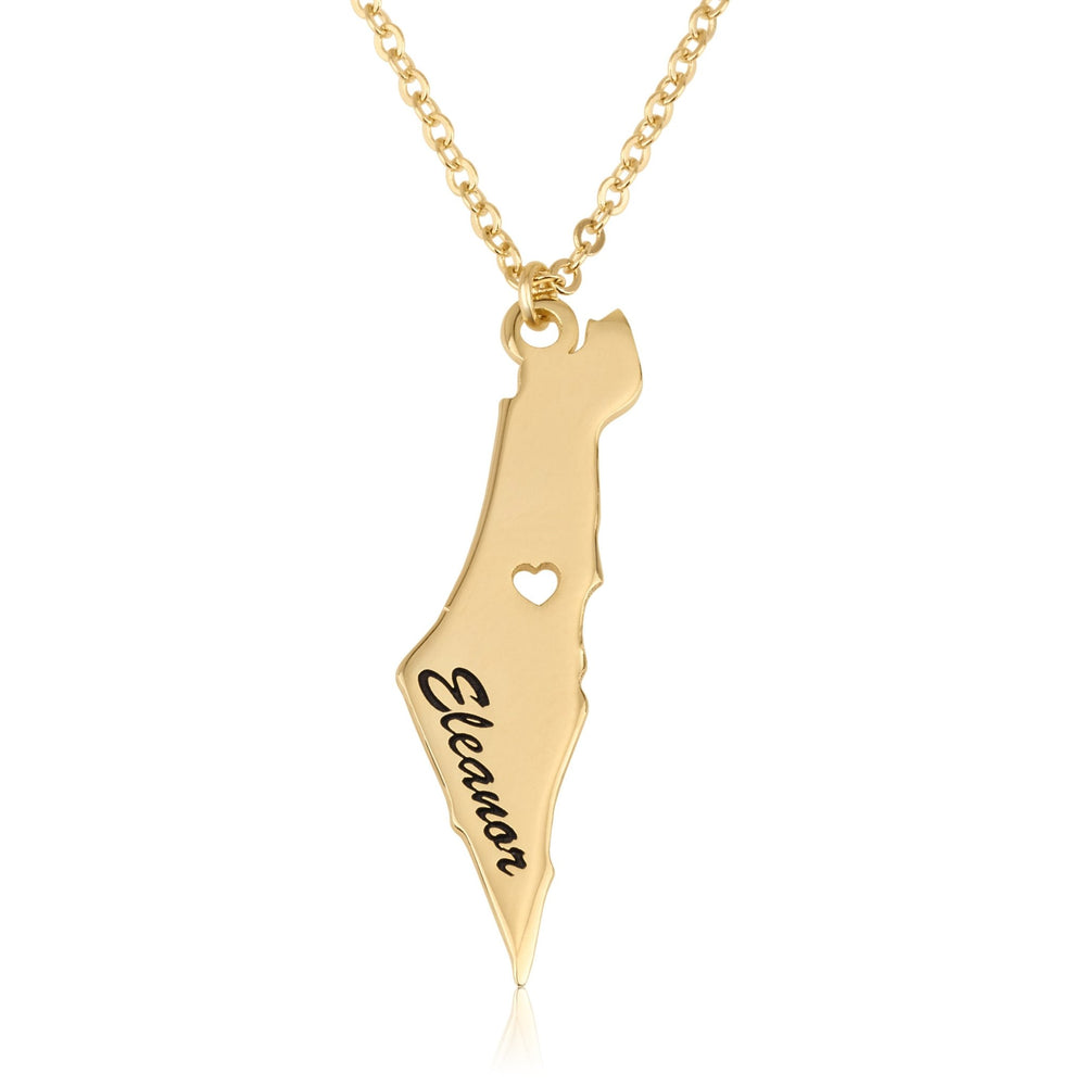 Israel Map Necklece With Name