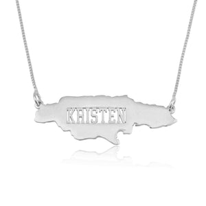 Jamaica Map Necklace With Name - Beleco Jewelry