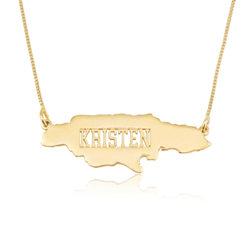 Jamaica Map Necklace With Name