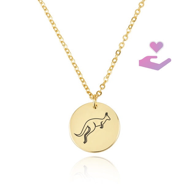 Kangaroo Engraving Disc Necklace